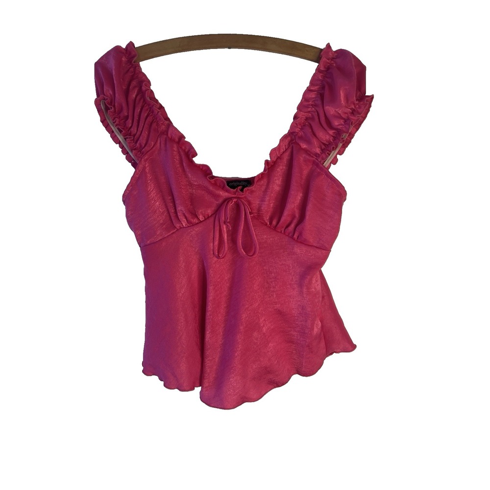 Vintage Y2K Babydoll Pink Women M Top Fairy Coquette Sexy Preppy Clean Girl